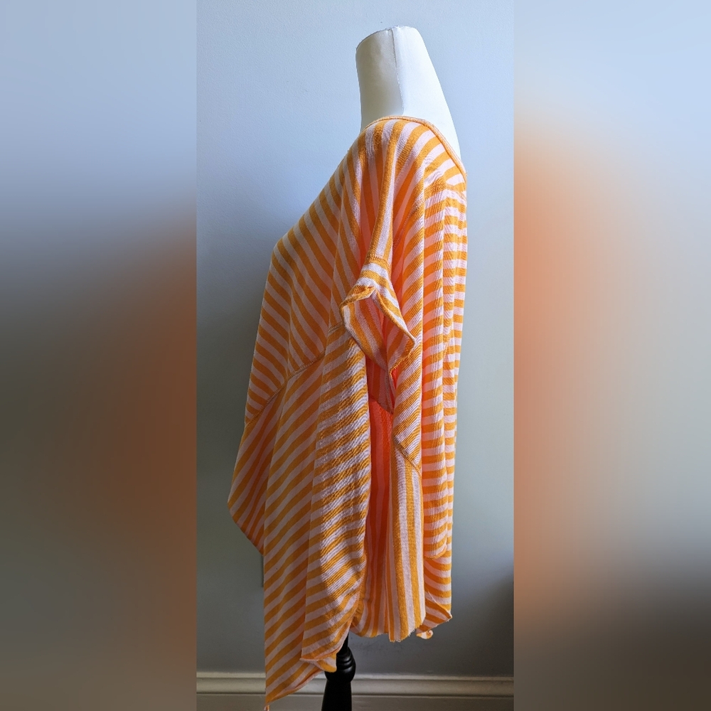 Free People We The Free "Pink Vitamin" Striped Angel Oversized Top Size M - Picture 7 of 10